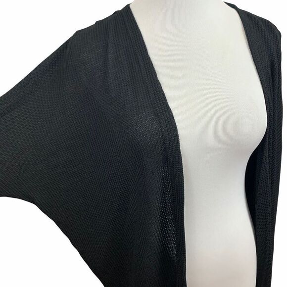 Vera Wang Princess black dolman sleeve open cardigan duster sweater - Picture 4 of 6